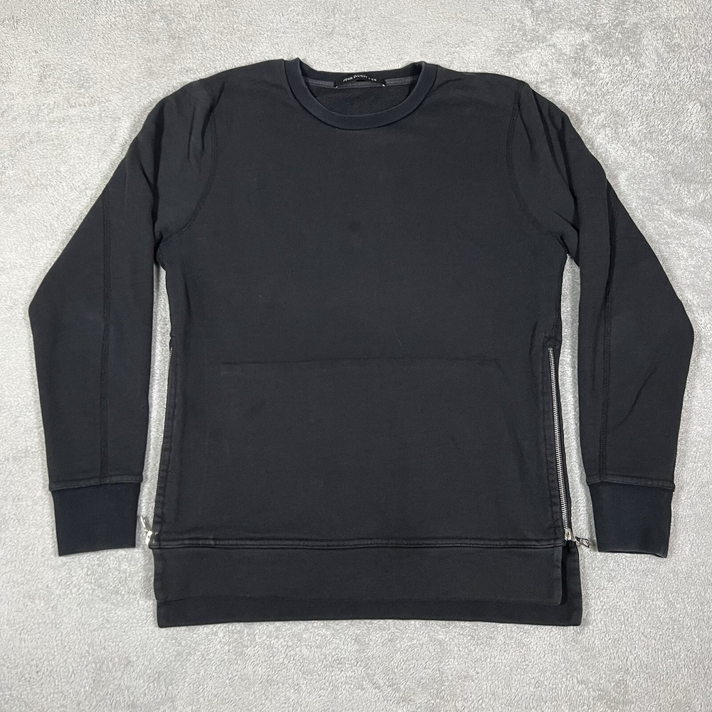 John Elliott + Co Sweatshirt Men 2 Medium Black Long Sleeve Pullover Side Zipper